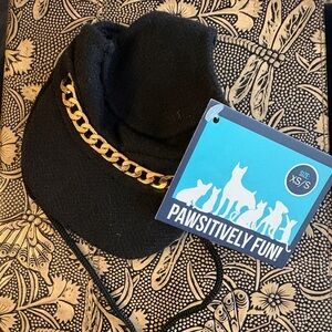 Black Hat with Gold Chain Accent